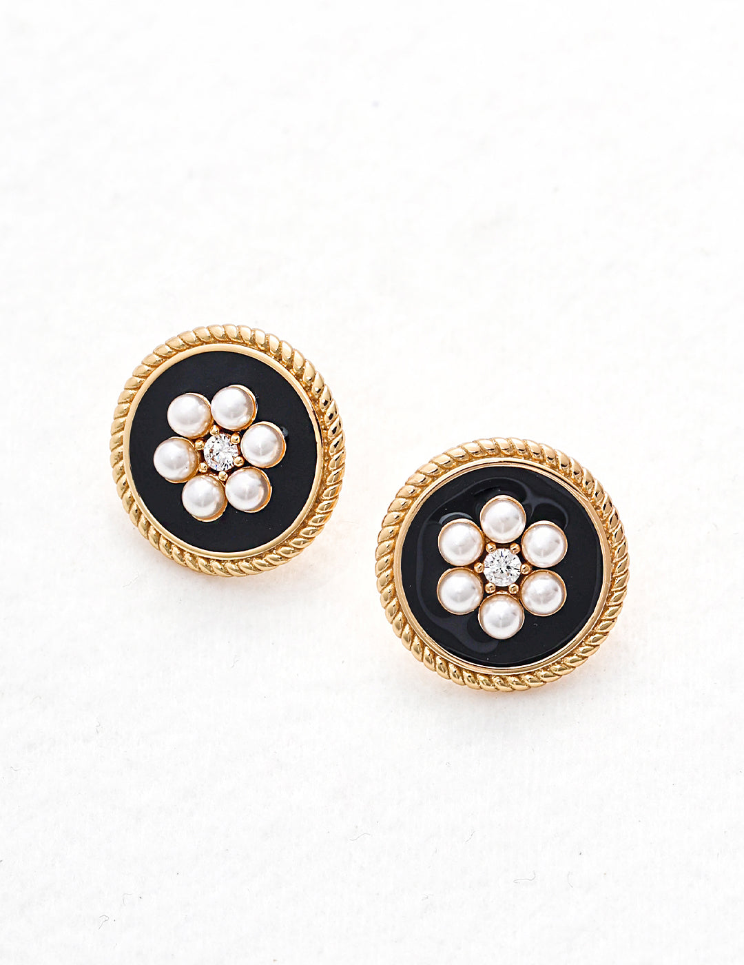 Vintage Floral Imitation Pearl Stud Earrings