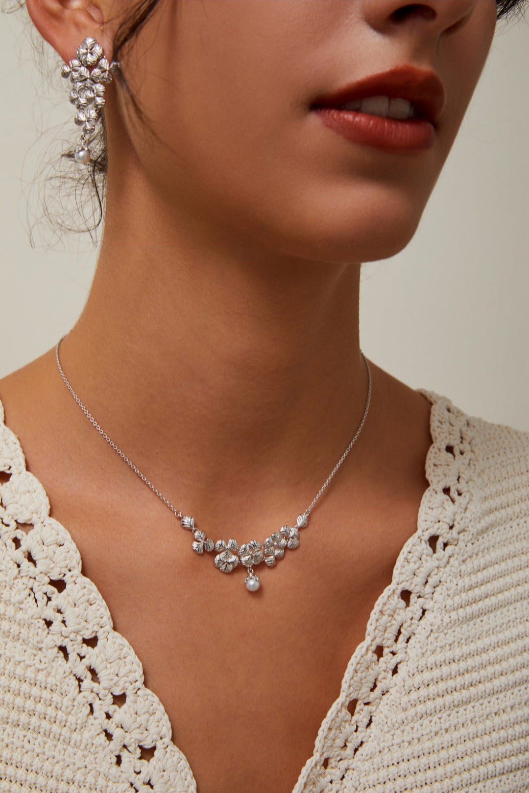 Prosper Bloom Floral Pearl Necklace